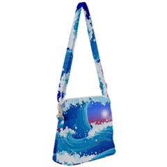 Japanese Wave Japanese Ocean Waves Zipper Messenger Bag by Pakrebo