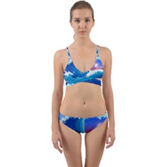 Japanese Wave Japanese Ocean Waves Wrap Around Bikini Set by Pakrebo