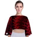 Red Abstract Fractal Background Tie Back Butterfly Sleeve Chiffon Top View1