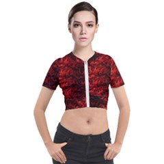 Red Abstract Fractal Background Short Sleeve Cropped Jacket