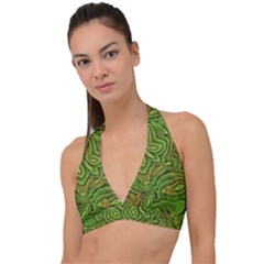 Background Abstract Green Seamless Halter Plunge Bikini Top by Pakrebo