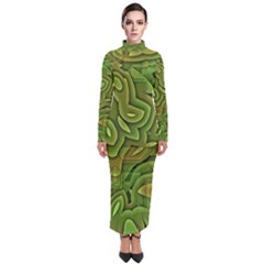 Background Abstract Green Seamless Turtleneck Maxi Dress by Pakrebo