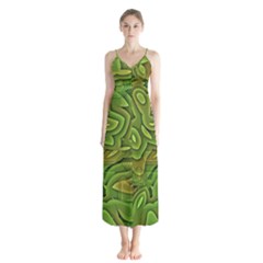 Background Abstract Green Seamless Button Up Chiffon Maxi Dress by Pakrebo