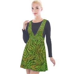 Background Abstract Green Seamless Plunge Pinafore Velour Dress by Pakrebo