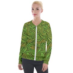 Background Abstract Green Seamless Velour Zip Up Jacket