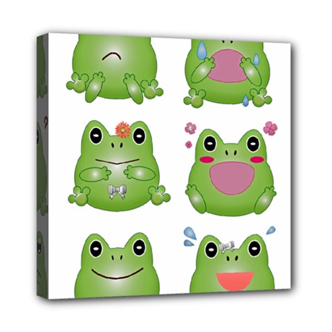 Kawaii Frog Rainy Season Japanese Mini Canvas 8  X 8  (stretched) by Pakrebo