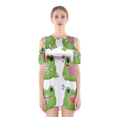 Kawaii Frog Rainy Season Japanese Shoulder Cutout One Piece Dress by Pakrebo