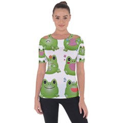 Kawaii Frog Rainy Season Japanese Shoulder Cut Out Short Sleeve Top by Pakrebo