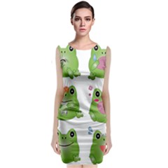 Kawaii Frog Rainy Season Japanese Sleeveless Velvet Midi Dress by Pakrebo