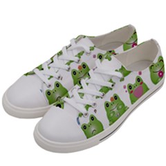 Kawaii Frog Rainy Season Japanese Women s Low Top Canvas Sneakers by Pakrebo