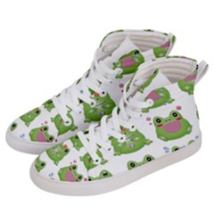 Kawaii Frog Rainy Season Japanese Women s Hi-top Skate Sneakers by Pakrebo