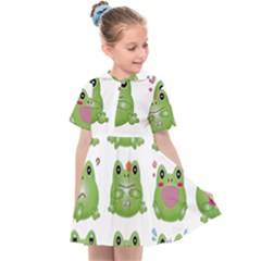 Kawaii Frog Rainy Season Japanese Kids  Sailor Dress by Pakrebo