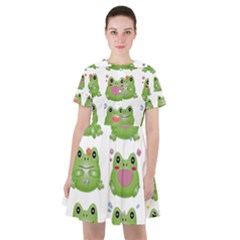 Kawaii Frog Rainy Season Japanese Sailor Dress by Pakrebo