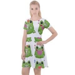 Kawaii Frog Rainy Season Japanese Cap Sleeve Velour Dress  by Pakrebo