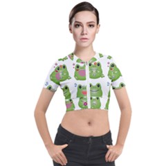 Kawaii Frog Rainy Season Japanese Short Sleeve Cropped Jacket