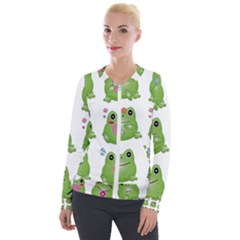 Kawaii Frog Rainy Season Japanese Velour Zip Up Jacket