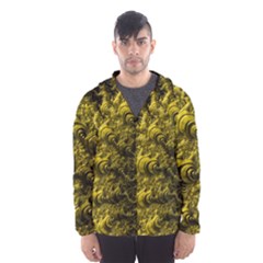 Rich Yellow Digital Abstract Men s Hooded Windbreaker by Pakrebo