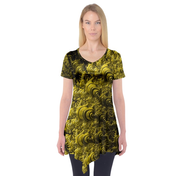 Rich Yellow Digital Abstract Short Sleeve Tunic 