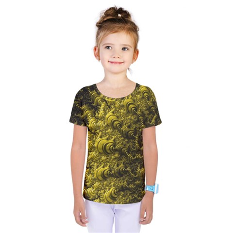 Rich Yellow Digital Abstract Kids  One Piece Tee by Pakrebo