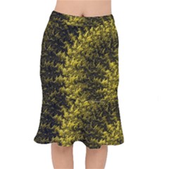 Rich Yellow Digital Abstract Short Mermaid Skirt by Pakrebo