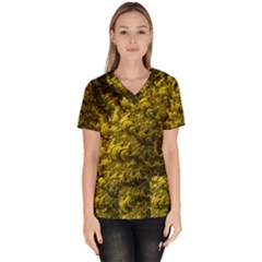 Rich Yellow Digital Abstract Women s V-neck Scrub Top by Pakrebo