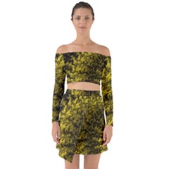 Rich Yellow Digital Abstract Off Shoulder Top With Skirt Set by Pakrebo