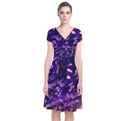 Light Violet Purple Technology Short Sleeve Front Wrap Dress by Pakrebo