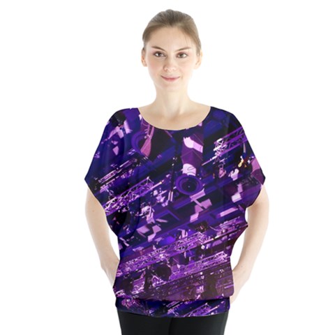 Light Violet Purple Technology Batwing Chiffon Blouse by Pakrebo