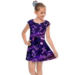 Light Violet Purple Technology Kids  Cap Sleeve Dress by Pakrebo