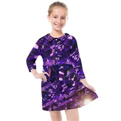 Light Violet Purple Technology Kids  Quarter Sleeve Shirt Dress by Pakrebo