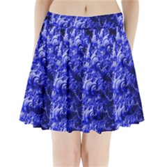 Rich Blue Digital Abstract Pleated Mini Skirt by Pakrebo