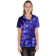 Rich Blue Digital Abstract Women s V-neck Scrub Top by Pakrebo