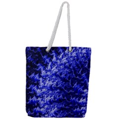 Rich Blue Digital Abstract Full Print Rope Handle Tote (large)