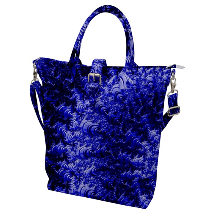 Rich Blue Digital Abstract Buckle Top Tote Bag