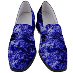 Rich Blue Digital Abstract Women s Chunky Heel Loafers by Pakrebo