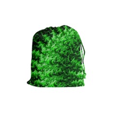 Green Abstract Fractal Background Drawstring Pouch (medium) by Pakrebo