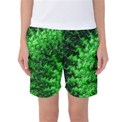 Green Abstract Fractal Background Women s Basketball Shorts by Pakrebo