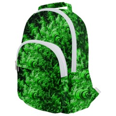 Green Abstract Fractal Background Rounded Multi Pocket Backpack