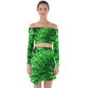 Green Abstract Fractal Background Off Shoulder Top with Skirt Set View1