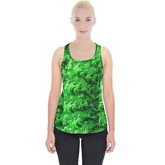 Green Abstract Fractal Background Piece Up Tank Top by Pakrebo