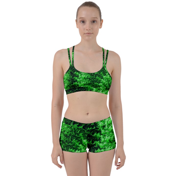 Green Abstract Fractal Background Perfect Fit Gym Set