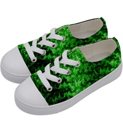 Green Abstract Fractal Background Kids  Low Top Canvas Sneakers by Pakrebo