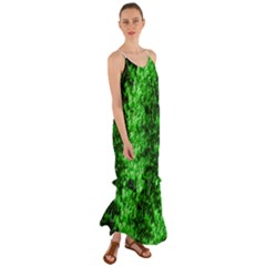 Green Abstract Fractal Background Cami Maxi Ruffle Chiffon Dress