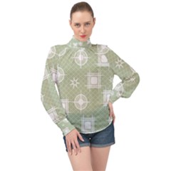 Background Non Seamless Pattern High Neck Long Sleeve Chiffon Top