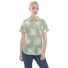 Background Non Seamless Pattern Women s Short Sleeve Pocket Shirt