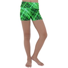 Futuristic Background Laser Green Kids  Lightweight Velour Yoga Shorts