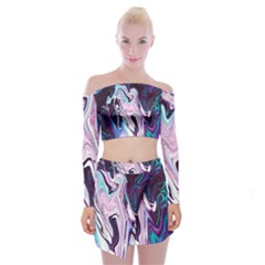 Color Acrylic Paint Art Painting Off Shoulder Top With Mini Skirt Set by Pakrebo