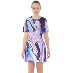 Color Acrylic Paint Art Painting Sixties Short Sleeve Mini Dress