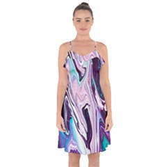 Color Acrylic Paint Art Painting Ruffle Detail Chiffon Dress by Pakrebo