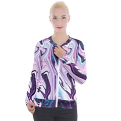 Color Acrylic Paint Art Painting Casual Zip Up Jacket